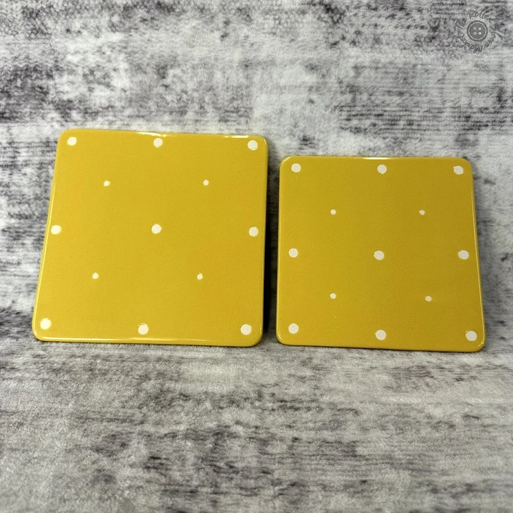 Temptations 6 piece 8x8 9x9‎ Baking Dishes Wire Racks & Trivets Yellow Polka Dot